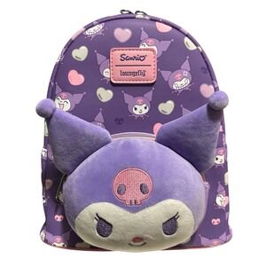 Loungefly Backpack Kuromi Sanrio Plush Face Purple
